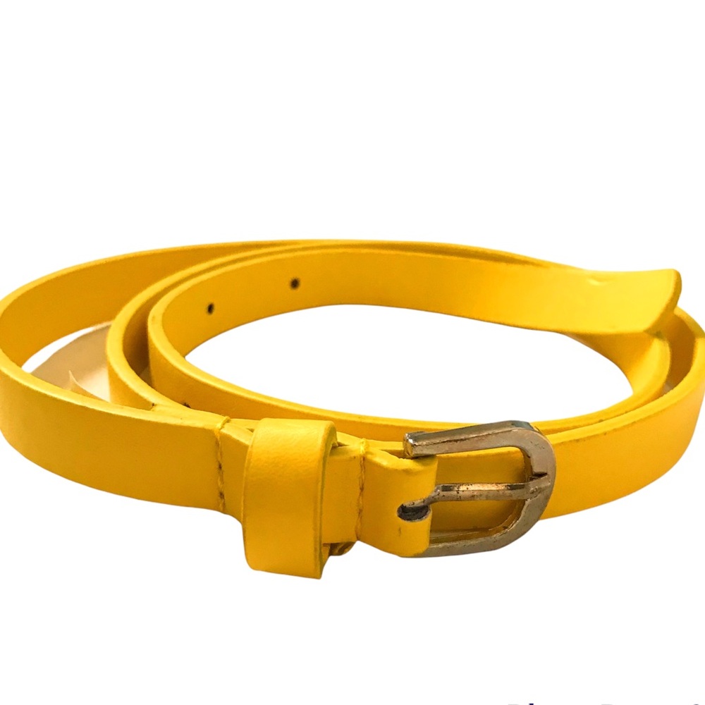 Skinny Belt Bright Yellow Silver Hardware